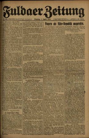 Ausgabe vom Montag, den 07. April 1919.