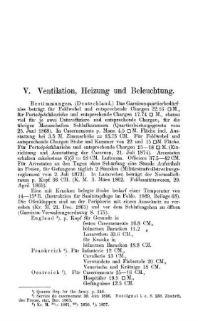 V. Ventilation, Heizung und Beleuchtung.