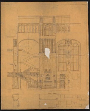Warenhaus Wertheim, Leipziger Straße, Berlin 3. Bauabschnitt: Wanddetails im Lichthof, 1:25