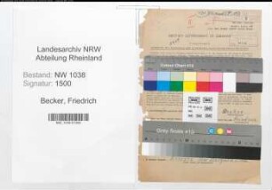 Entnazifizierung Friedrich Becker , geb. 30.01.1903 (Steuerberater)