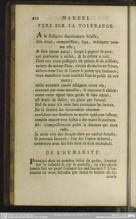 Vers Sur La Tolérance