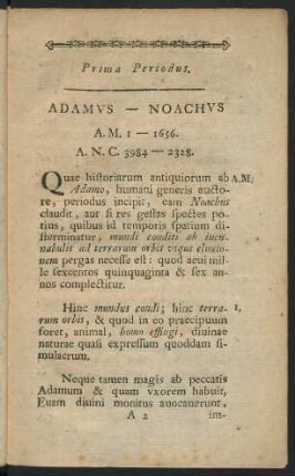 Prima Periodus. Adamus - Noachus.