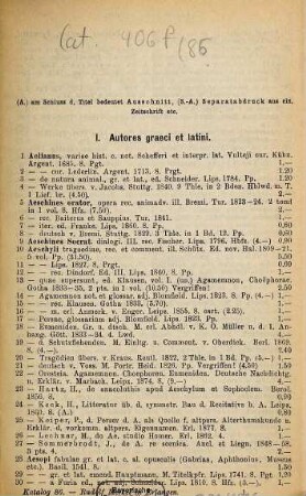 Antiquarischer Katalog, 86. Classische Philologie