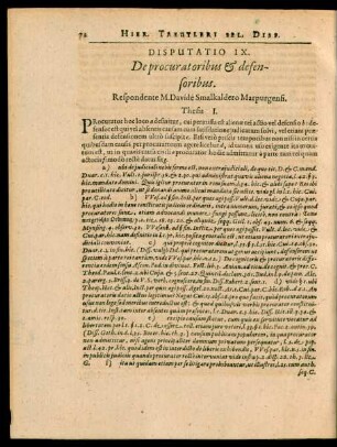 Disputatio IX. De procuratoribus et defensoribus.