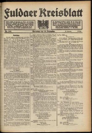 Ausgabe vom Dienstag, den 19. Dezember 1916.