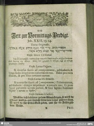 [Vormittags-Predigt. Job. XXII, 23. 24]