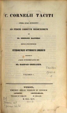 C. Cornelii Taciti opera quae supersunt, 1