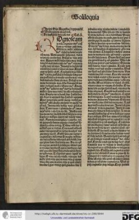 Incipit divi Augustini Hypponensis episcopi Soliloquiorum anime ad deum.