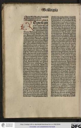 Incipit divi Augustini Hypponensis episcopi Soliloquiorum anime ad deum.