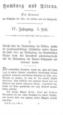 IV. Jahrgang. I. Heft