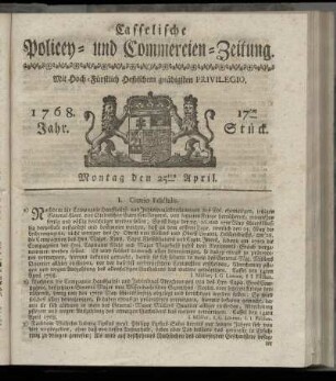 17tes Stueck, Montag den 25ten April. 1768