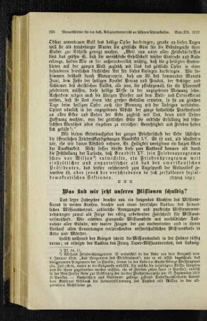 Was sind wir jetzt unseren Missionen schuldig?