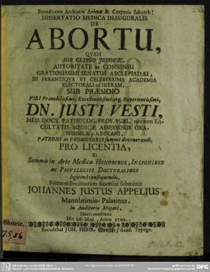 Dissertatio Medica Inauguralis De Abortu