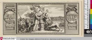 [Allegorie mit mythologischen Figuren und zwei Löwen]
