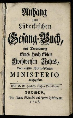 Anhang zum Lübeckischen Gesang-Buch