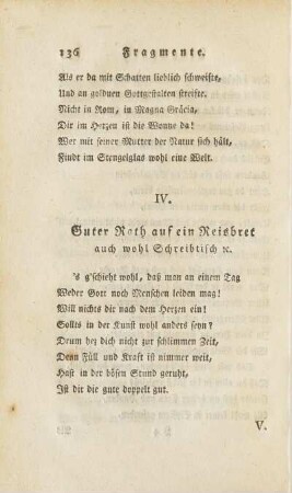 IV. Guter Rath auf ein Reisbret auch wohl Schreibtisch [et]c.