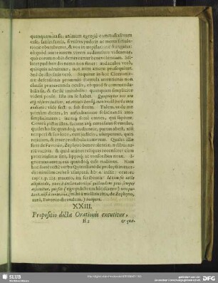 XXIII. Propositio dictae Orationis excutitur, & quaedam exinde observata proponuntur