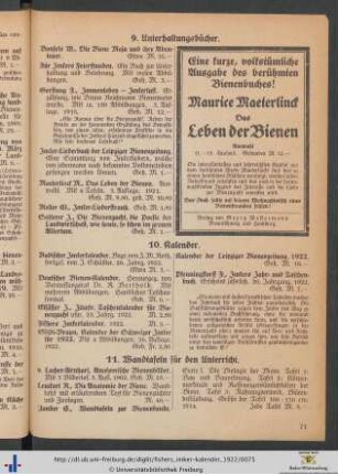 11. Wandtafeln für den Unterricht.