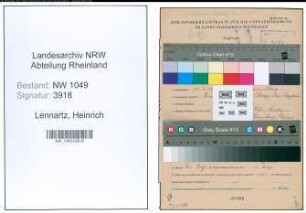 Entnazifizierung Heinrich Lennartz , geb. 31.07.1900 (Steuerberater)
