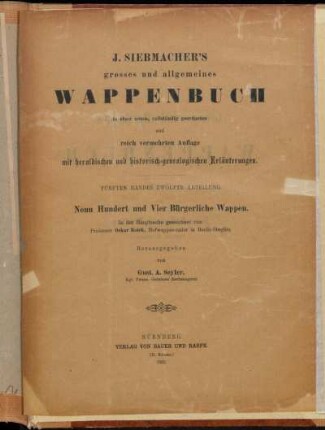 Bd. 5, Abt. 12: Neun Hundert und Vier Bürgerliche Wappen