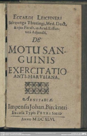 De motu sanguinis exercitatio Anti-Harveiana