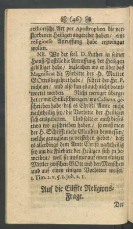 Auf die Eilffte Religions-Frage