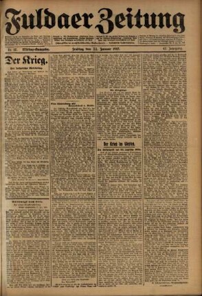 Zweite Ausgabe vom Freitag, den 22. Januar 1915.