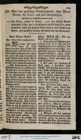 XII. Von den göttlichen Gnadenmitteln, dem Worte Gottes, der Taufe, und dem Abendmahle