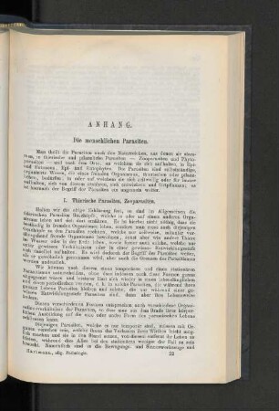 I. Thierische Parasiten, Zooparasiten