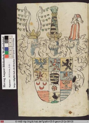 Wappenschild mit Helm.