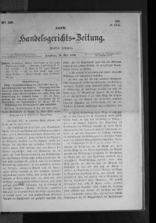 No 50 1879. Handelsgerichts-Zeitung.