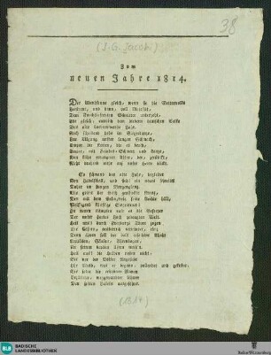 Zum neuen Jahre 1814 : [Gedicht]