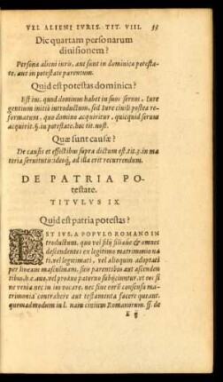 De Patria Potestate. Titulus IX.