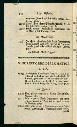 V. Scriptores Diplomatici