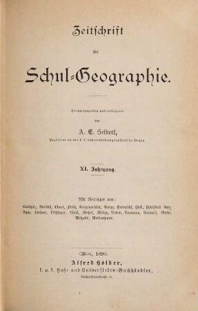 Zeitschrift für Schulgeographie, 11. 1890