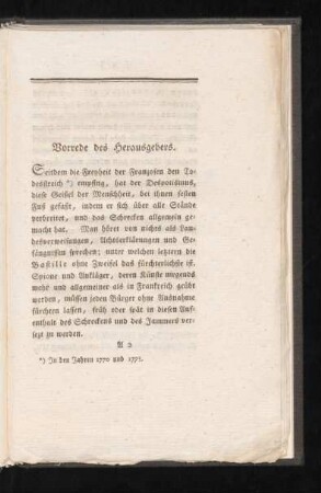 Vorrede des Herausgebers
