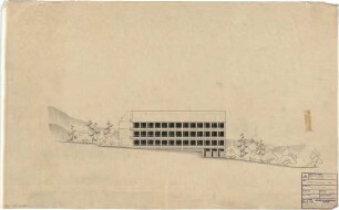 Schneider - Esleben, Paul; Lennestadt - Altenhundem; Gymnasium der Stadt Lennestadt - Wettbewerbsentwurf; Ansicht von Osten