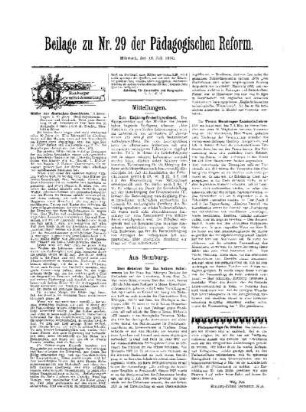 Mitteilungen : Beilage zu Nr. 29 der Pädagogischen Reform