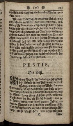 Pestis. Die Pest. - Febres Lentæ & Hecticæ. Zehrende und schwindsüchtige Fieber.