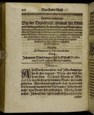Christliche Leichpredigt/ Bey der Begräbnuß/ weiland der Edlen und Vieltugentsamen Frawen Amaleyen Gaudeckern [...]