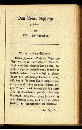 Dem schönen Geschlechte gewidmet