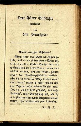 Dem schönen Geschlechte gewidmet