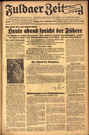 Ausgabe vom Montag, den 26. September 1938.