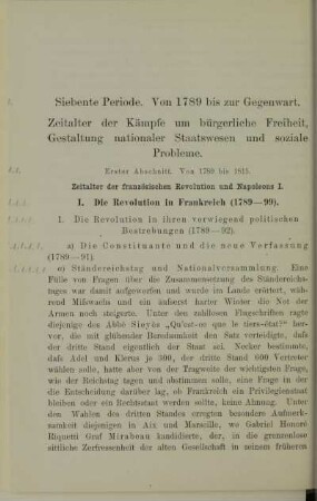 Erster Abschnitt. Von 1789 bis 1815. Zeitalter der französischen Revolution und Napoleons I.