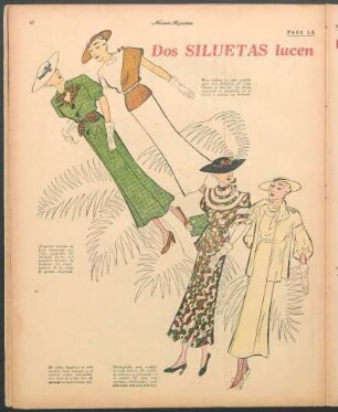 Dos siluetas lucen ocho modelos [Dibujos] : Para la mujer