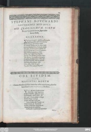 Stephani Bouchardi Lotharingi Med. Doct. Ad Clarissimum Virum Ioan. Cameronem super edito hocce libello. Epigramma.