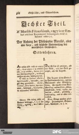 Sechster Theil. Gespräche, und Sittenlehren.