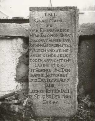 Grabstein für den Diakon Salomon Kraus