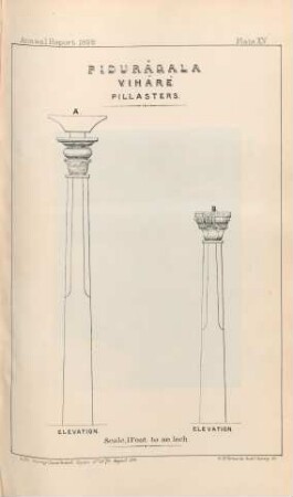 Plate XV. Pidurâgala. Viháré. Pillasters. Elevation