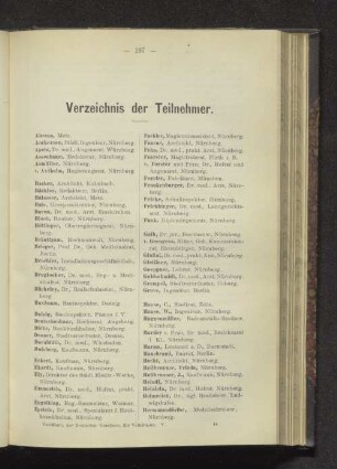 Verzeichnis der Teilnehmer.